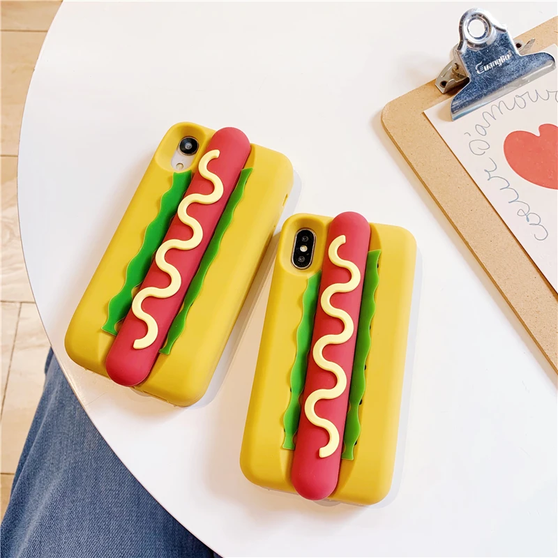 

Sdreefge Simulated Hot Gog Bread Silicon Phone Case For iphone 8 Case X XR XSMAX For iphone 6s 6 7plus Soft Shell Back Cover