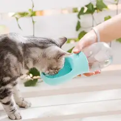 350 ML Пластик Pet Миски Для Воды Автоматический складной бутылочка для подачи воды в Поильник для Собак Открытый Портативный емкость для