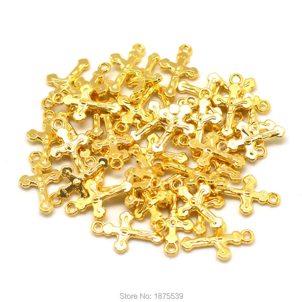 

Fashion Gold Small Cross Charm 100 Pieces a Lot