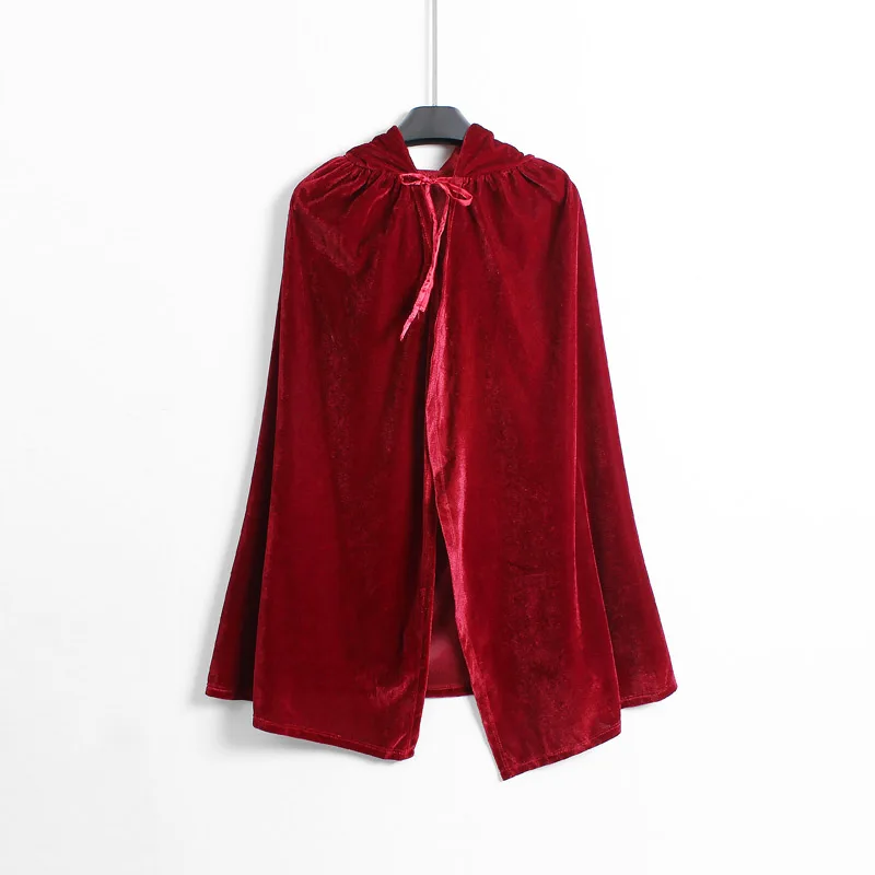 

Little Red Riding Hood Cloak for Girls Dark Red Velvet Halloween Gift Cosplay Dress up