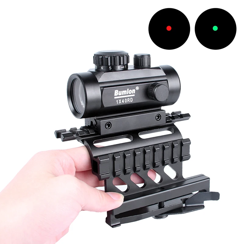 Tactical Holographic 1x40mm Red Green Dot Optic Sight + AK Serie Rail Side Mount Quick QD Style 20mm Detach weaver rail (5)