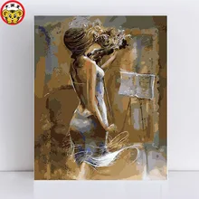 Живописи по номерам искусства Краска по количеству скрипка танцоров людей изображения пронумерованы на холсте маслом