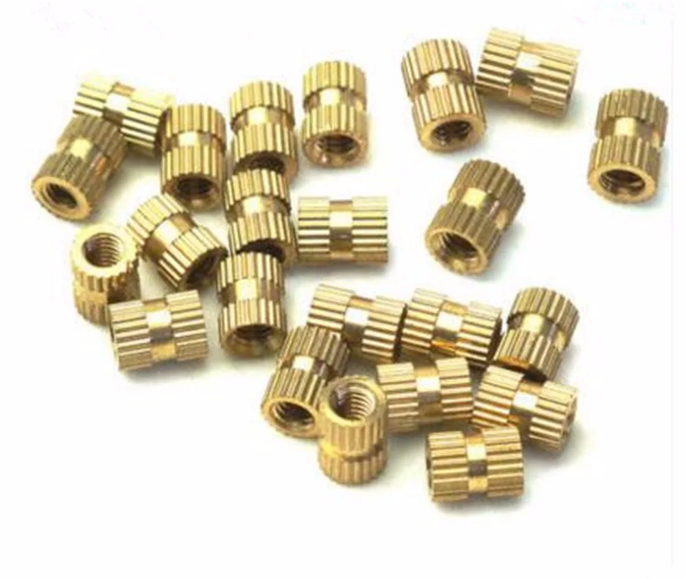 100PCS M4 Series Brass Inserts Double Pass Copper Knurl Nut Embedded Fastener