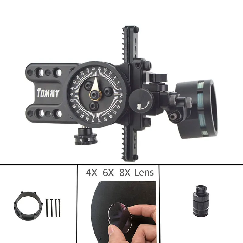 1 компл. Стрельба из лука блочный лук прицел с адаптером и 4x/6x/8x Объектив прицел светильник Блочный Лук Левая Правая рука стрельба аксессуары - Цвет: Set  (4x lens)  Left