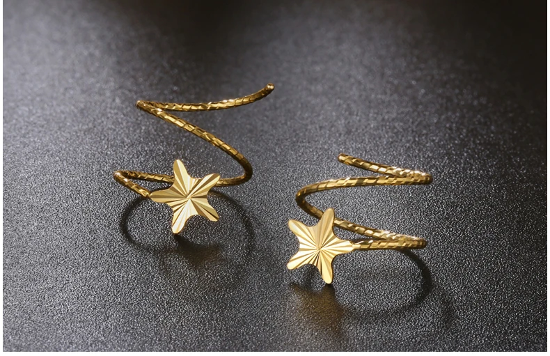 18k Pure Gold Stud Earring Exquisite Elegant Women Jewelry Rose Yellow White Star Miss Girl Gift For Birthday Hot Sale Good New