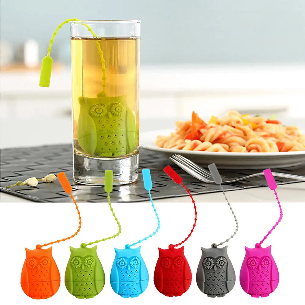 Owl Saringan Teh 1 Pcs Lucu Silicone Longgar Daun Teh Infuser Filter