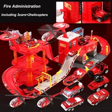 DIY Assemble Racing Track Set Electronic Racing Car Toys Vehicles Car Parking/Fire Adiministration/Police Station Kids Toys