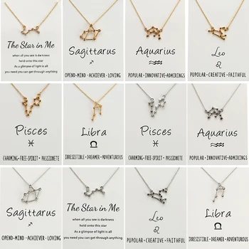 

Twelve Constellation Gold Color Long Chain Necklace Aquarius Pisces Taurus Leo Virgo Libra Scorpio Sagittarius Capricorn
