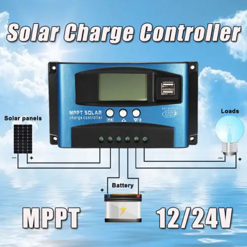 100A регулятор MPPT солнечной панели Контроллер заряда 12V/24V Авто отслеживания фокуса
