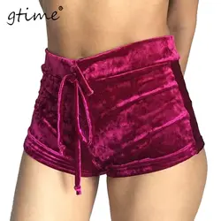 GTIME для женщин Бархат шорты для Модные, пикантные тонкий фланель Короткие штаны Женские панталоны Mujer фитнес мягкий спортивная одежда # ZKQA170