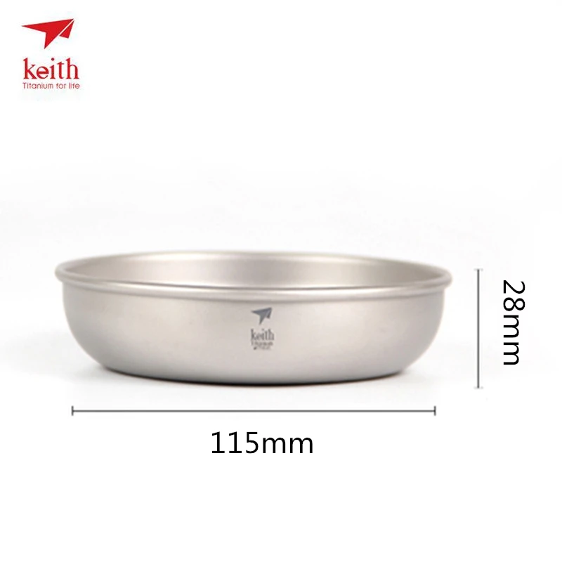 Keith nuevo Titanium Plate Camping placa de titanio Dish plato redondo de fondo plano superficial placa 37g 200 ml Ti5363
