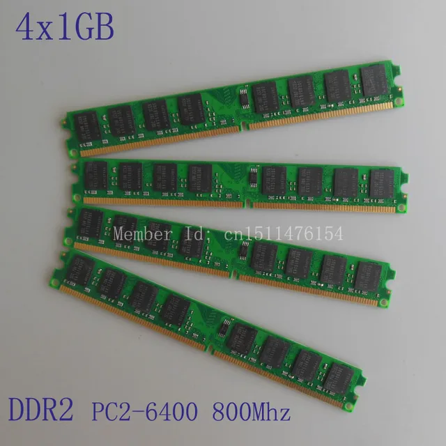 Best Price 4GB 4X1GB PC2-6400 4X1gb DDR2-800 800Mhz 240pin DIMM Dekstop Memory DDR2 Low Density CL6.0 4G RAM for Intel CPU