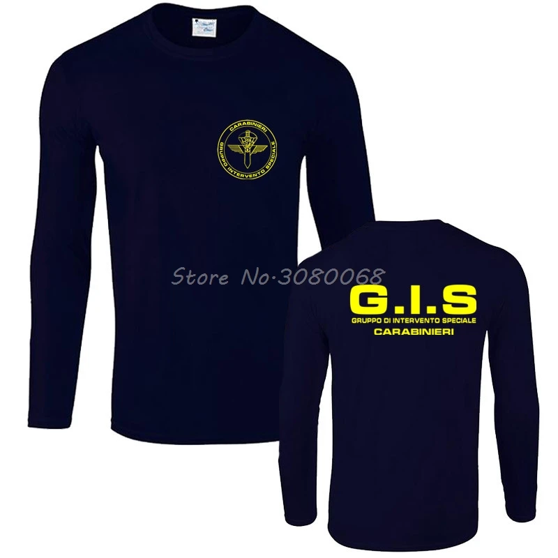 Мужская хлопковая футболка с длинным рукавом, Новая полицейская GIS Gruppo Di Intervento Speciale Swat, итальянская футболка спецназа, крутые футболки, топы