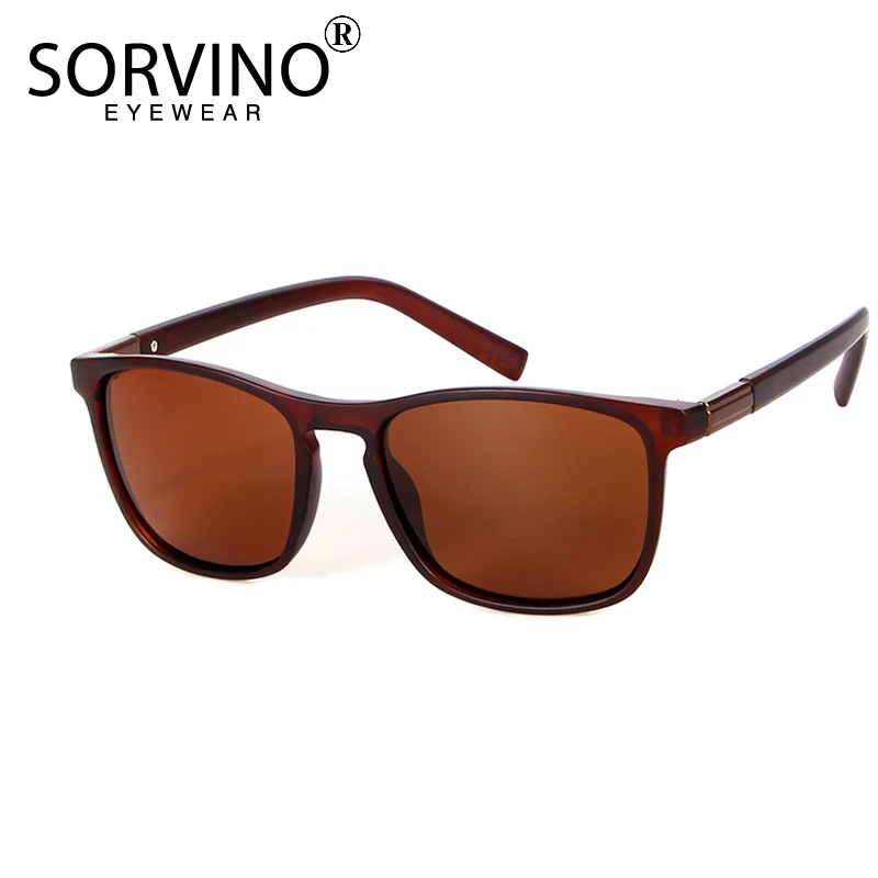 

SORVINO 2018 Retro Square Sunglasses Men Polarized Brand Designer Driving Goggle 90s Men's Brown Cool Sun Glasses Shades SN242
