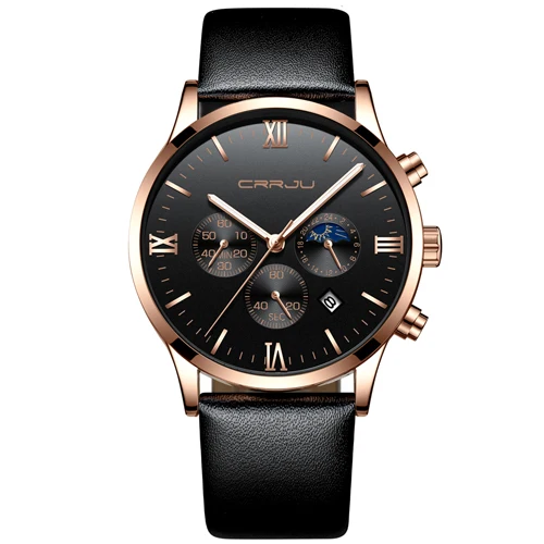 CRRJU Relogio Masculino мужские роскошные часы с полностью стальным корпусом Модные Спортивные кварцевые военные часы мужские многофункциональные часы водонепроницаемые - Цвет: RG B B