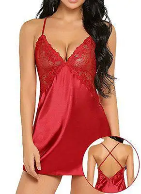 Ночнушка из искусственного шелка ночные рубашки для девочек атласные пижамы Ночное платье Для женщин без рукавов ночные рубашки с принтом в стиле пэчворк с принтом ночная рубашка, одежда для сна, ночная рубашка - Цвет: Красный