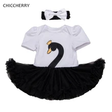 Черный Белый лебедь кружевной комбинезон для маленьких девочек платье+ повязка на голову 2 шт. BEBE Балетная пачка для новорожденных детская одежда Одежда для младенцев