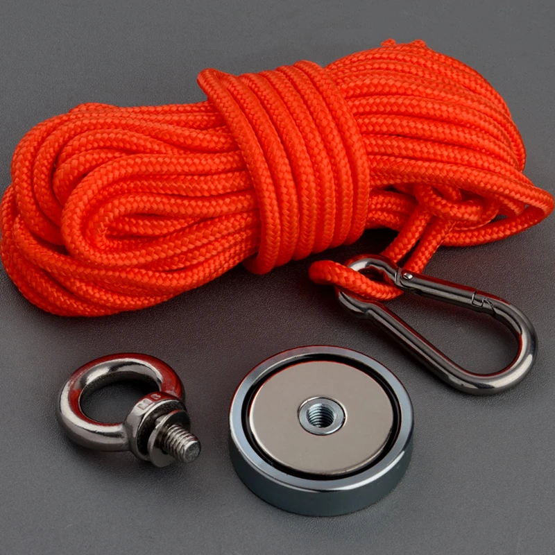 200kg Magnet Strong Powerful Neodymium N52 Magnet 60mm Salvage Magnet Fishing Magnets Magnetic Material Base Pot with 20m Rope