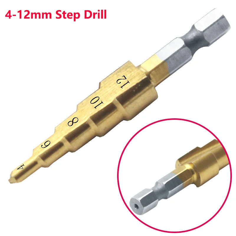 Hss титана шаг сверло 3-13/3-12/4-12/4-20/4-22/4-32 мм шаг конуса режущие инструменты сталь Деревообработка высверление металла набор - Цвет: 4-12mm
