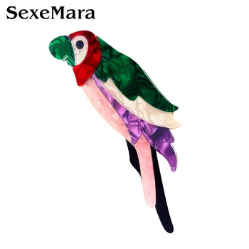 

SexeMara Acrylic Bird Brooch And Pins Colorful Resin Animal Pins Lapel Pin Female Clothe Jewelry Party Gift