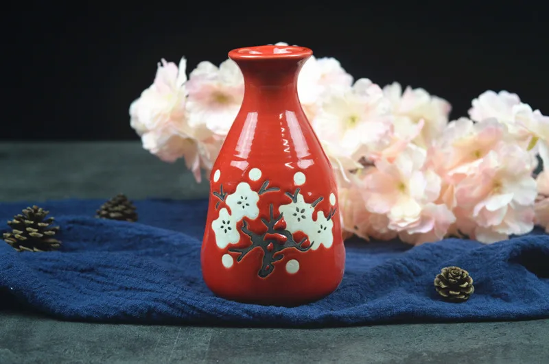 Японский ликер горшок Ретро керамика теплая емкость для ликера дистрибьютор Бытовая маленькая белая бутылка для вина китайская посуда Сакура
