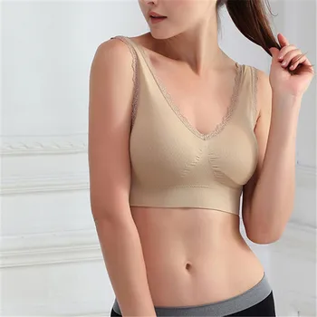 

Women Breathable Bras Solid Bra Seamless Fitness Lace Bra Tops Underwear Lovely Size S M L XL XXL 3XL