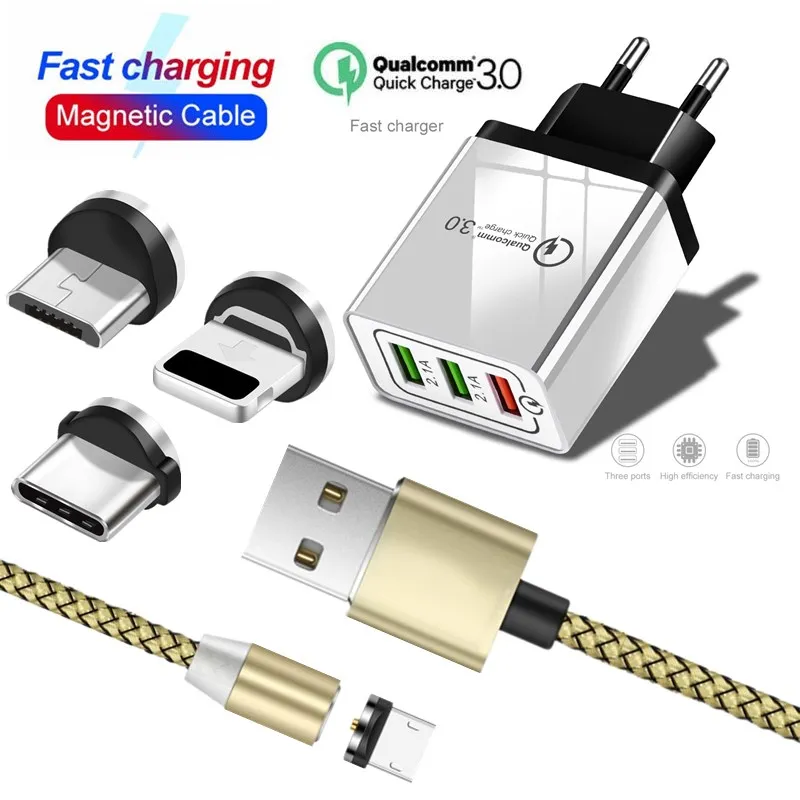 

For Xiaomi Redmi Note 7 Pro Quick Charge 3.0 USB Charger mi 9 8 Lite mi a2 lite a1 Redmi 6A 4X 7 6 5 Plus Magnetic Charge Cable