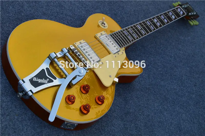 Electric guitar FREE SHIPPING 2015 new G LP standard slash ELECTRIC GUITAR/with big tremolo gold top/guitar in china