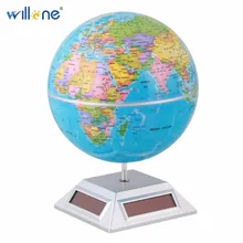 Willone 1 set free shipping Solar Powered Self Rotating World Globe Geography Desktop,solar diy toys for kids education