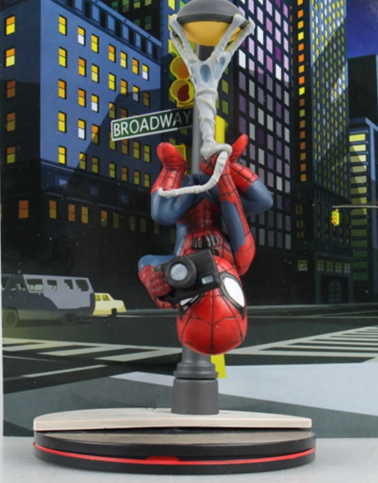 

14cm Q Fig Spider Man Taking Photo PVC Action Figure Super Hero Spiderman Model Toys Doll With Box For Kids Gifts