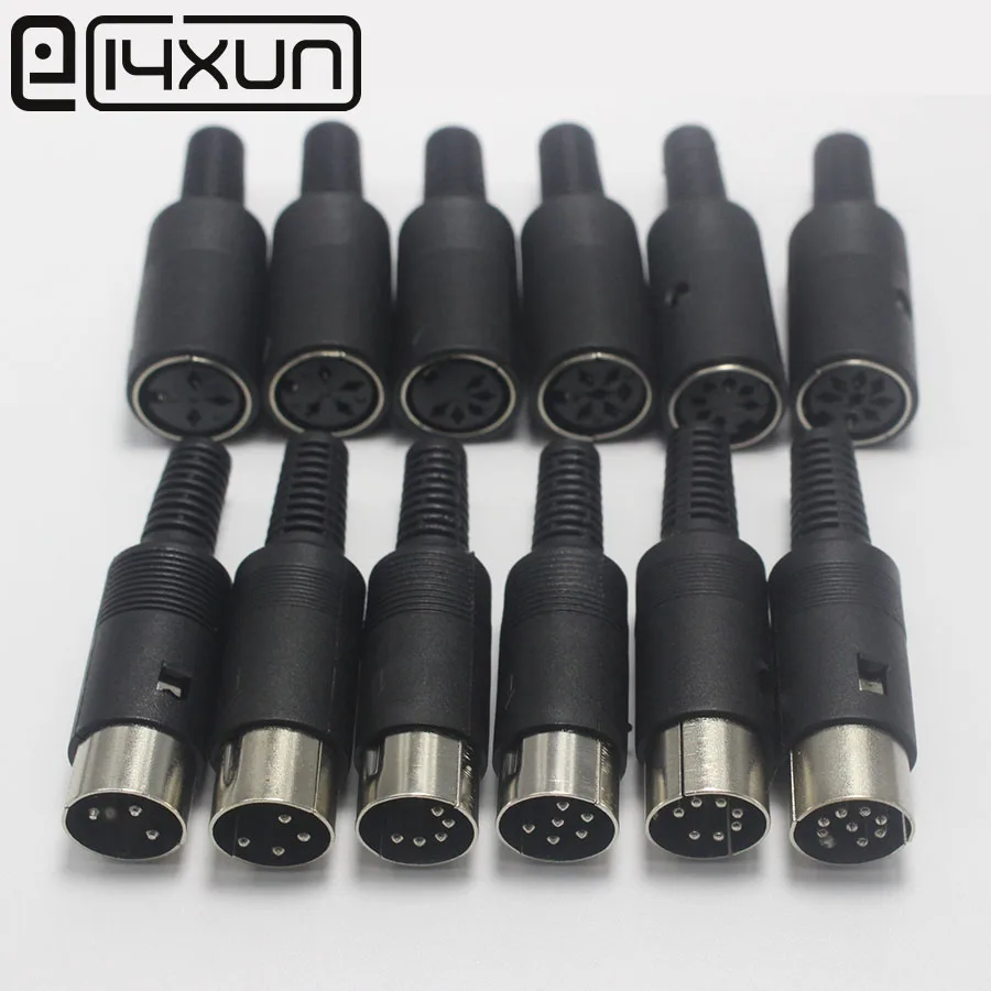 

EClyxun 1Pcs DIN 3 4 5 6 7 8 Pin Male Female Plug Solder Connector with Plastic Handle 13mm Adapter