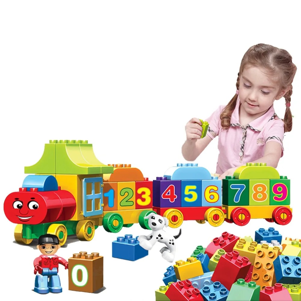 

50pcs Early Educational Blocks Large Particles Numbers Train Building Blocks Toy Bricks Train Building Bricks Toys For Baby Gift
