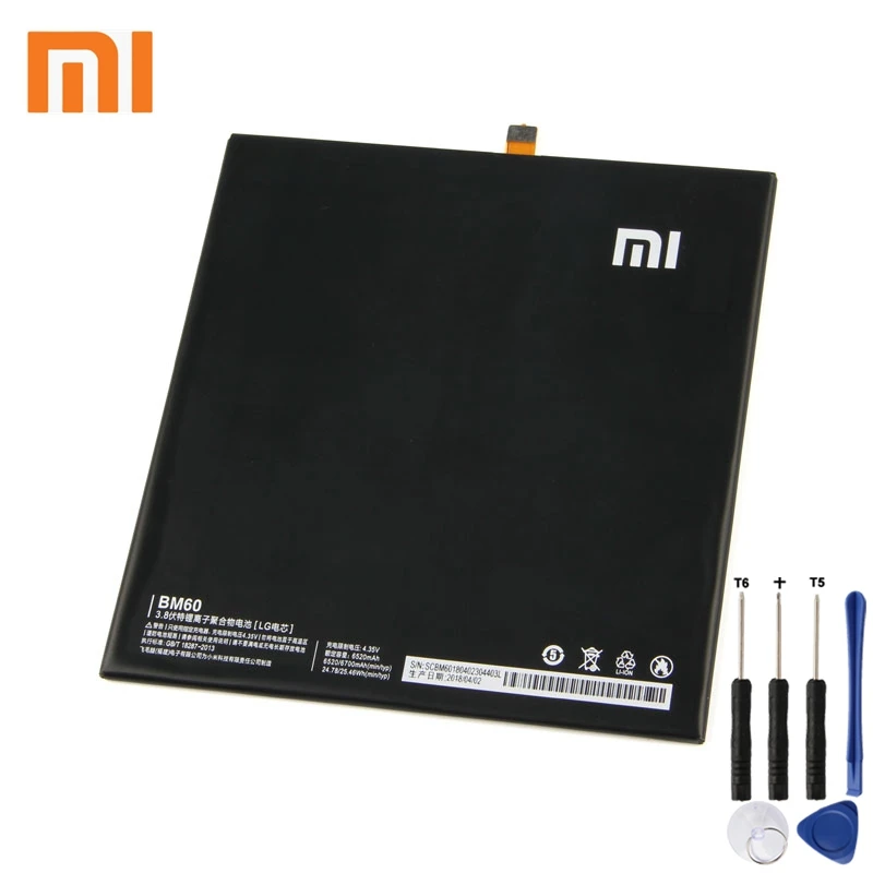 

Xiao Mi Xiaomi BM60 Phone Battery For Xiao mi Mipad 1 A0101 6700mAh BM60 Original Replacement Battery + Tool