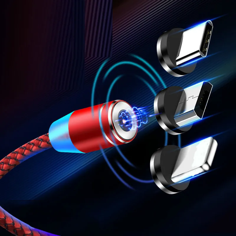 

LED Lighting Magnetic USB Cable For iPhone Xs Max XR X 7 8 Micro Type C Charger Fast Charging Magnet Charge USB-C Type-C