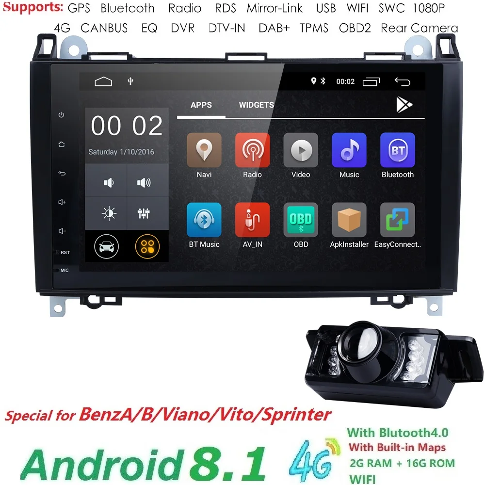 

2Din Car Multimedia Player for Mercedes Viano Vito W639 Mercedes Sprinter W906 Benz B200 Een B W169 W245crafter BT GPS AutoRadio