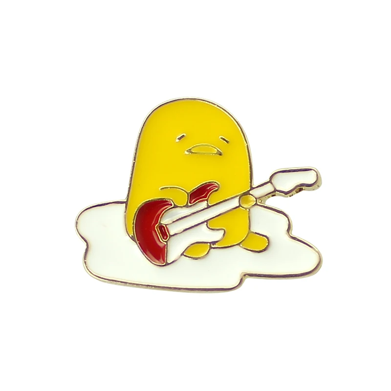 Милые Мультяшные значки Gudetama Lazy Egg, брошь на булавке, кнопка на булавке, украшение для джинсовой сумки, броши, подарок для мужчин и женщин, аксессуары - Окраска металла: golden yellow