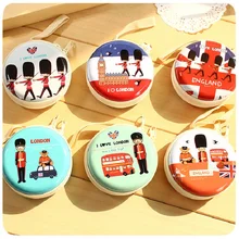 5 шт./партия) льняной+ оловянный женский кошелек для монет с персонажами из мультфильмов, кошельки для девочек, мини-сумочка круглой формы, маленький клатч, футляр для наушников для мальчиков