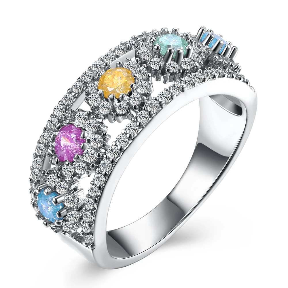 Colorful Zircon Rings for Women Spring Summer Romantic Wedding Elegant