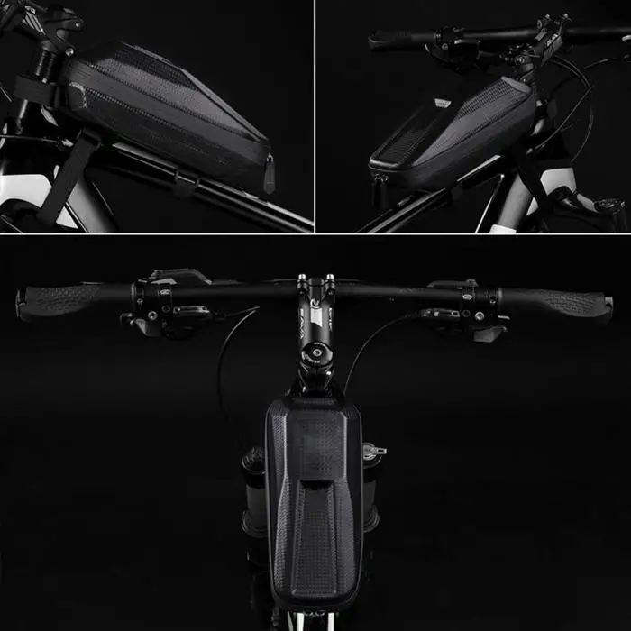 Top Newly Bike Front Beam Bag Waterproof EVA Wear-resistant Carbon Pattern Bicycle Bag  C55K Sale 8