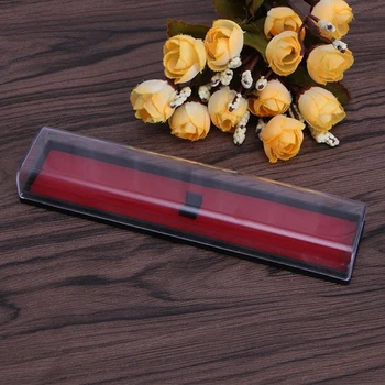 

Transparent Pen Case Storage Box Red Base Stationery Organizer Office Use