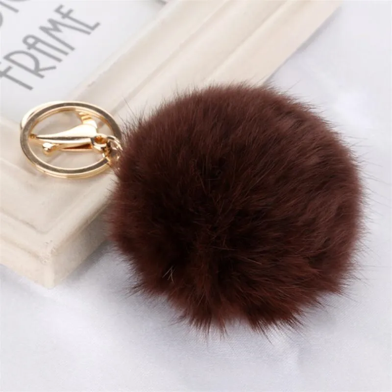 2016 Nuevo Blanco/Negro/Rosa rojo Pieles de animales llavero genuino conejo Rex Pieles de animales bola llavero llaves del cubre bolso marca Amuletos llavero