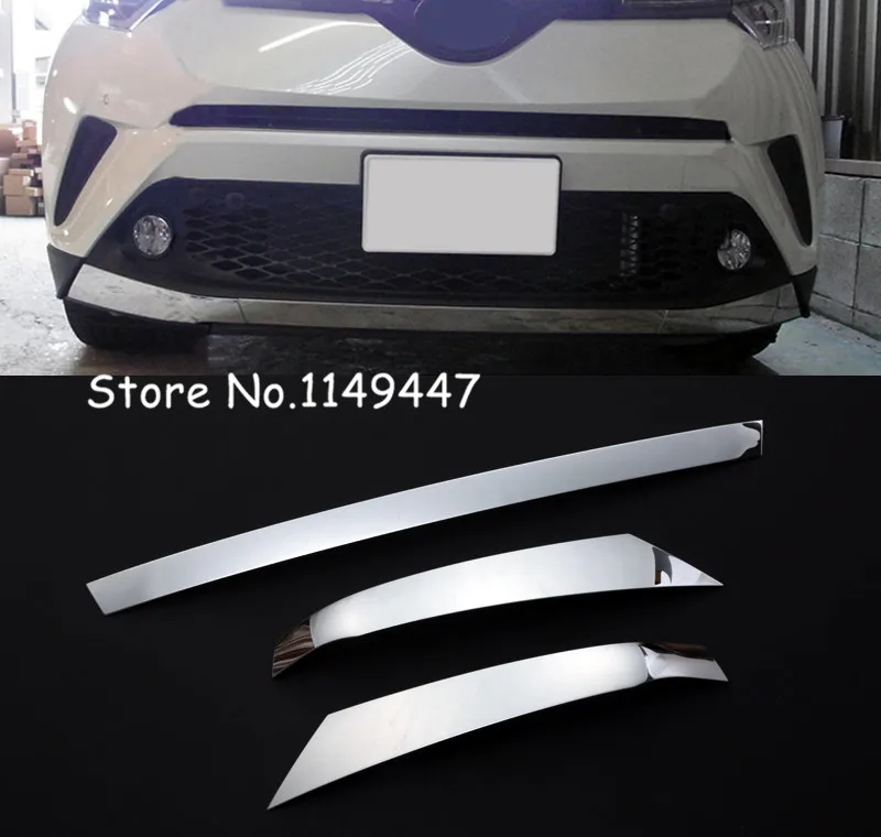 

Car Styling Exterior Front Bottom Bumper Skid Protector Strip Decorative Cover 3* For Toyota C-HR CHR 2016 17 2018 Accessories