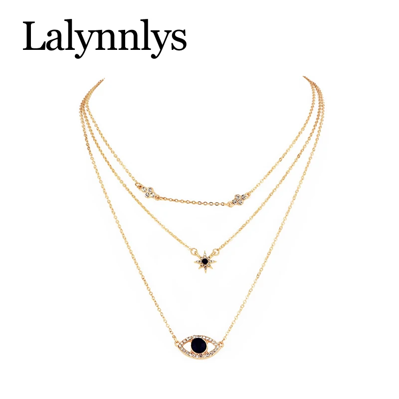 Lalynnlys, новинка, колье с черным камнем для женщин и девушек, богемные стразы, массивное ожерелье, многослойное ювелирное изделие N68621