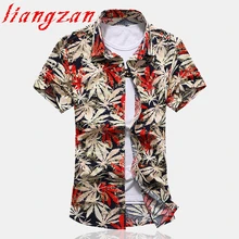Мужские рубашки больших размеров L-7XL летние с коротким рукавом повседневные хлопковые модные облегающие новые рубашки с цветочным принтом Одежда SL-G038