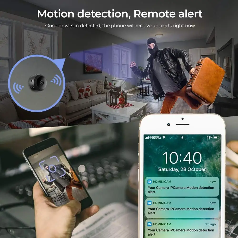  WiFi Camera1080P Wireless Portable Security Camera Magnetic Small Home Cam with Motion Detection an