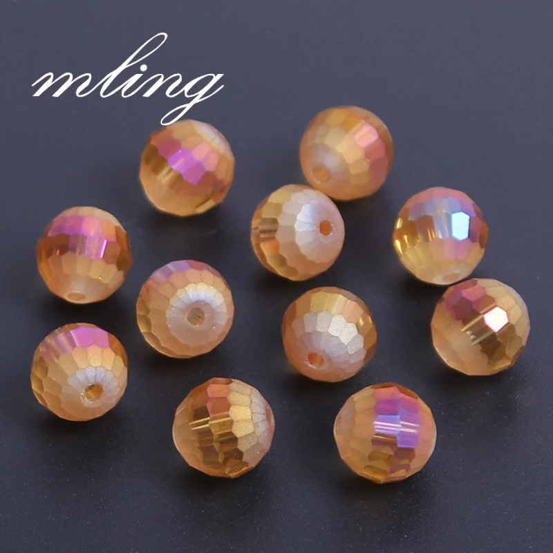 

10mm 96 Faceted Gradient Crystal Beads for Jewelry Making DIY Bracelet Perles Loose Round Frosted Glass Beads