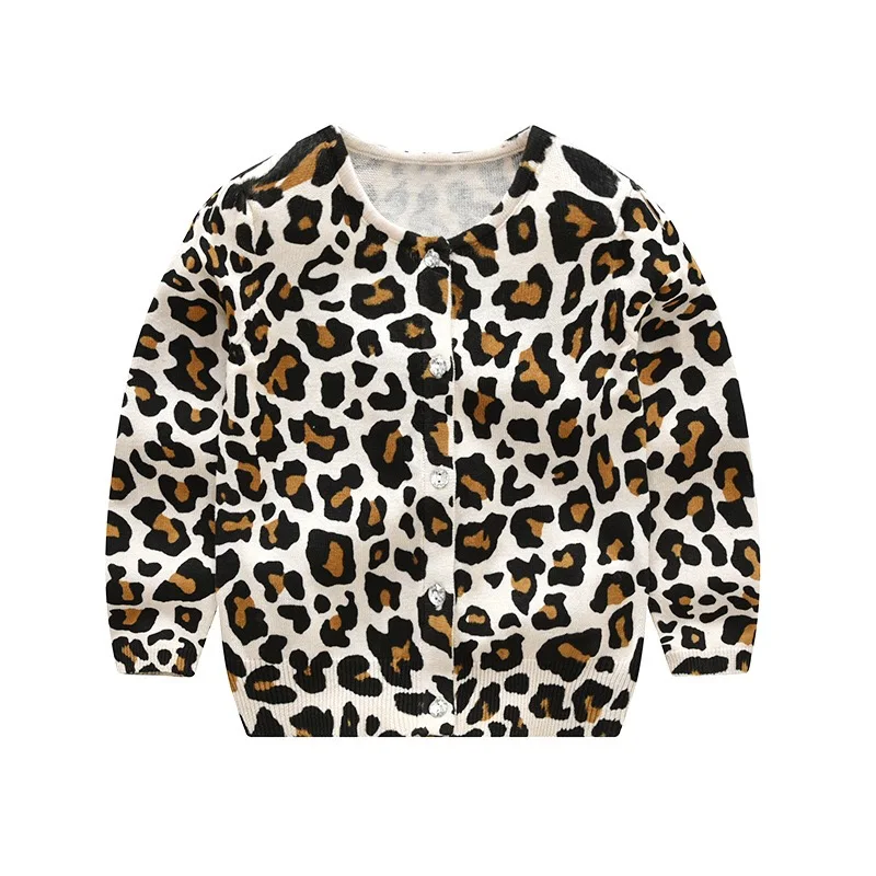 

kids summer cardigan girls boys 100%cotton sweater children leopard print single breasted spring/autumn clothes long sleeve coat