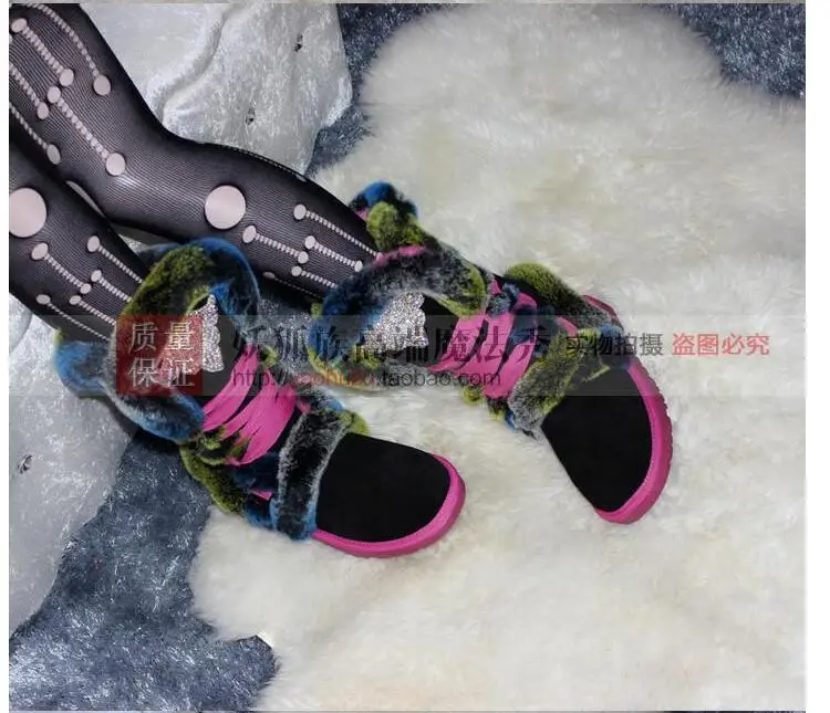 Imitación Piel Color Diamantes Becklet Botas Nieve Correas Algodón Negro De Conejo Slim Zapatos Cuero Tubo 1fxTqP5