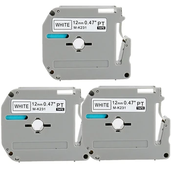 3pk/ããã p-touch ããªã³ã¿ã©ãã«ããŒã brother m-k231 mk231 ãã©ã㯠12 ããªã¡ãŒãã« PT-80 ãã PT-70 ã©ãã«ããªã³ã¿