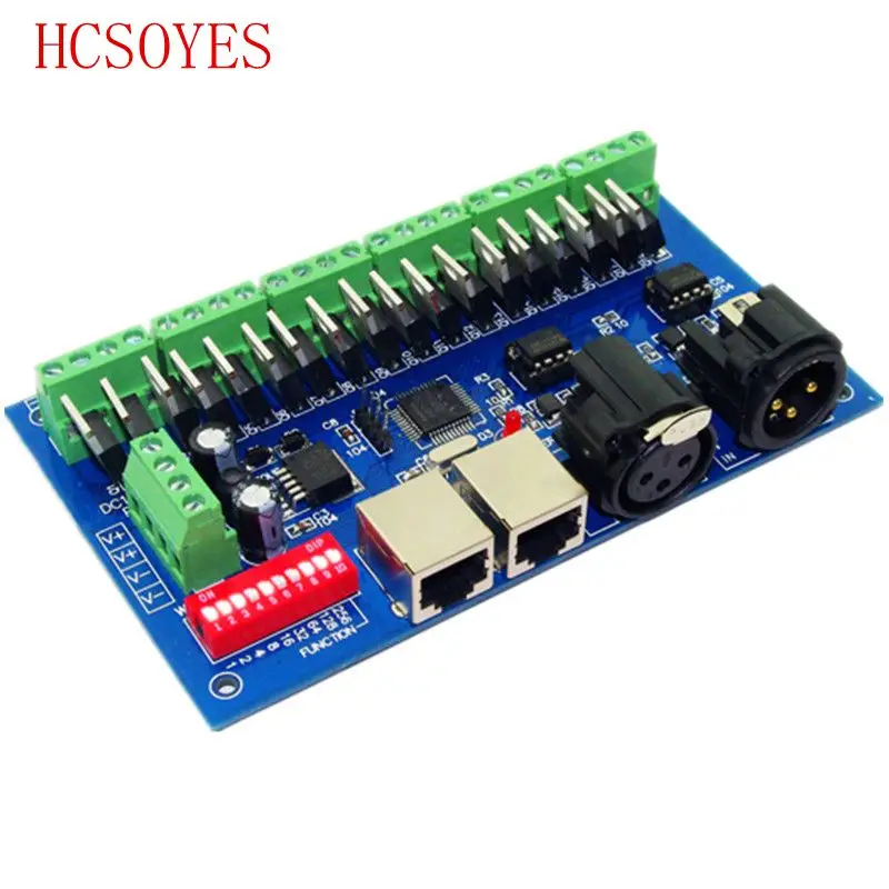 (1 шт./лот) Φ 18CH с RJ45 18-канальный DMX512 DMX светодиодный декодер RGB контроллер | Лампы и